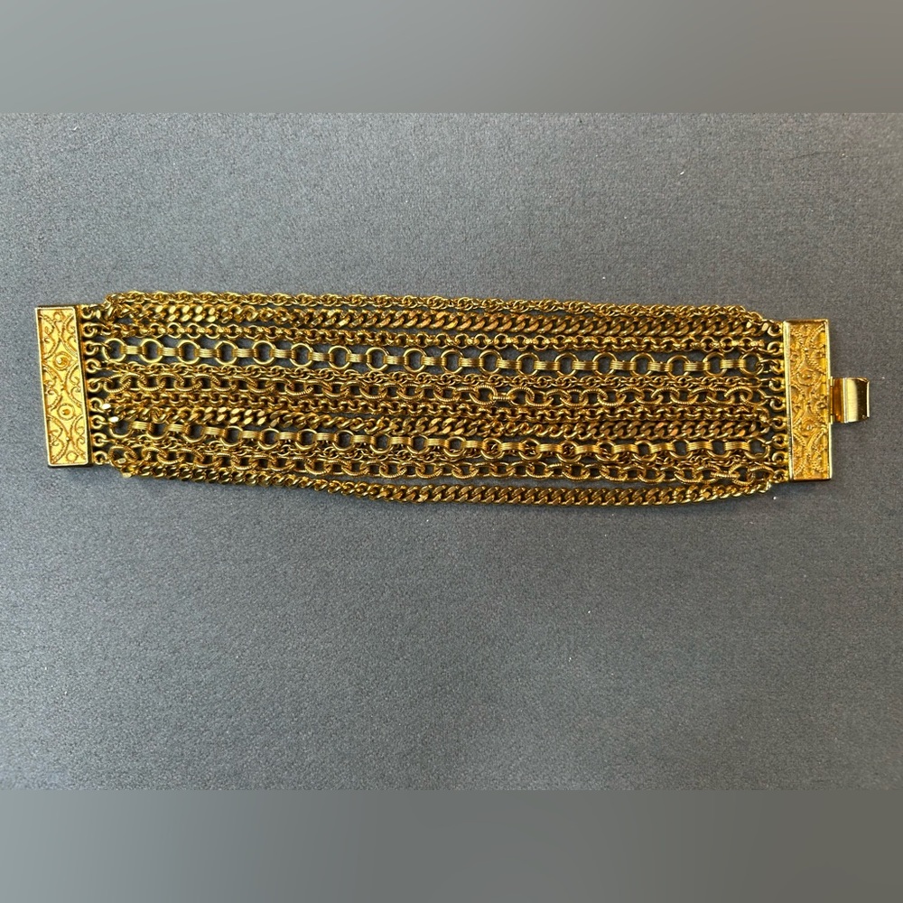Ben-Amun‎  Multi-Row Gold tone Chain Statement Bracelet
